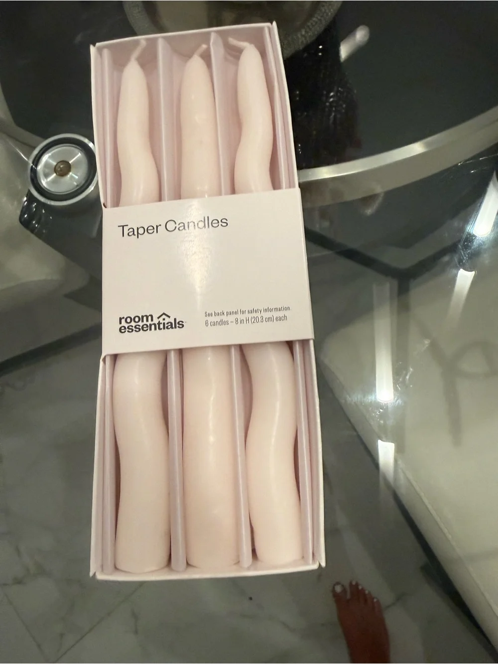 Room Essentials Blush Cream Twisted Taper Candles - Set of 6